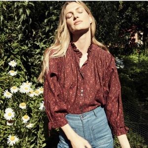 Doen Rose Top in Aubergine Prairie Paisley